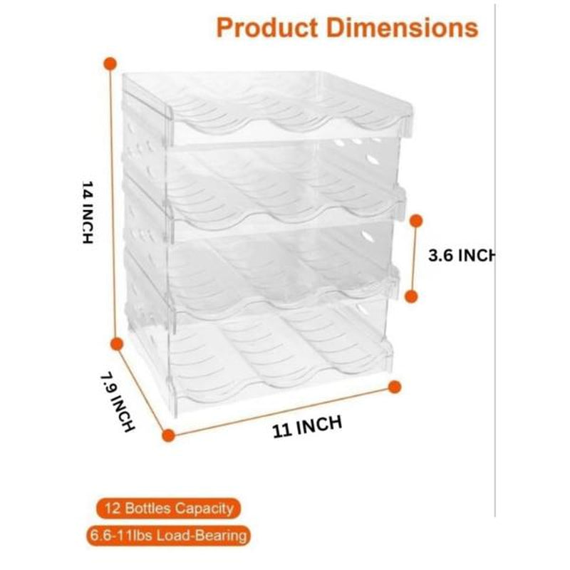 4 Tier Water Bottle Organizer, Clear Stackable Water Bottle Rack for Cabinet,Tumbler Storage Organizer for Kitchen,Fridge,Cabinet & Acrylic Wine Rack