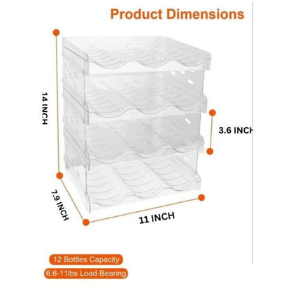 4 Tier Water Bottle Organizer, Clear Stackable Water Bottle Rack for Cabinet,Tumbler Storage Organizer for Kitchen,Fridge,Cabinet & Acrylic Wine Rack